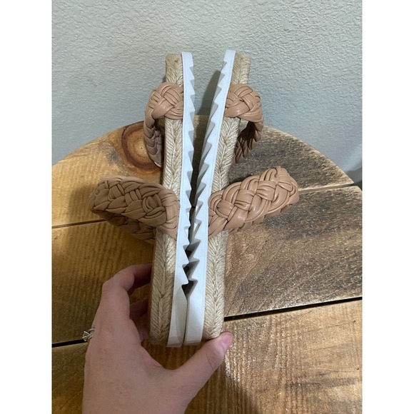 Marc Fisher LTD Jaimee Brown Leather Braided Espadrille Sandals Size 8.5 - Picture 2 of 8